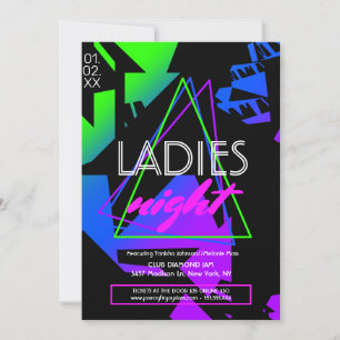 Invitation Dépliant de club géométrique de nuit néon pour dam