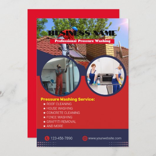 Invitation Dépliants de lavage de pression photo modifiables (Devant / Derrière)