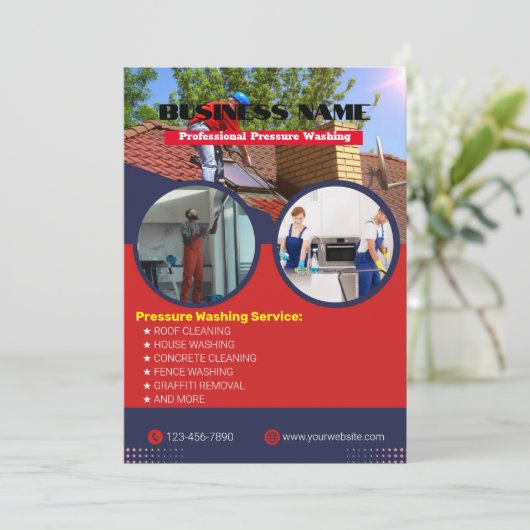 Invitation Dépliants de lavage de pression photo modifiables (Debout devant)
