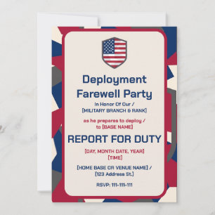 Invitation Déploiement Militaire Patriotique Géométrique Mode