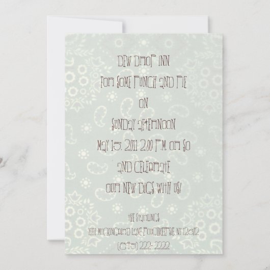 Invitation Déposez Dans Collage Ménage - (Dos)