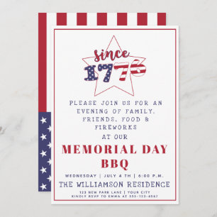 Invitation Depuis 1776 - Patriotique U.S. Flag Memorial Day B