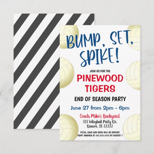 INVITATION D'ÉQUIPE DE VOLLEY-BALL (Devant / Derrière)