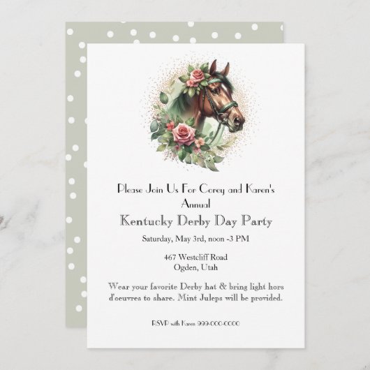 Invitation Derby Day Mint Green (Devant / Derrière)