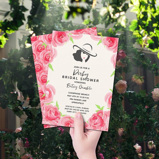 Invitation Derby Fête des mariées Casquette et Rose