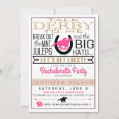Invitation Derby Girly/Bachelorette Party Rose/Noir/Or (Devant)