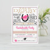 Invitation Derby Girly/Bachelorette Party Rose/Noir/Or (Debout devant)
