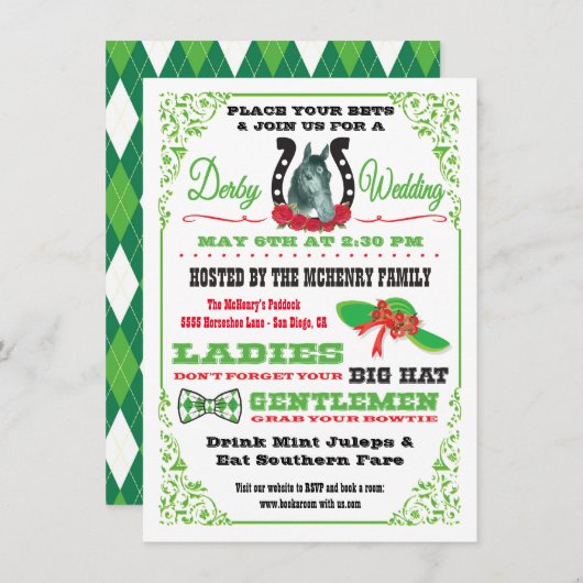 Invitation Derby Horse Racing Party (Devant / Derrière)