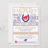 Invitation Derby Horse Racing Party Blue/Red/Gold (Devant)