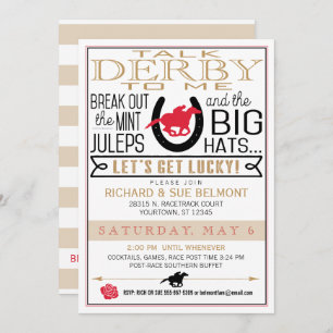 Invitation Derby Horse Racing Party Noir/Rouge/Or
