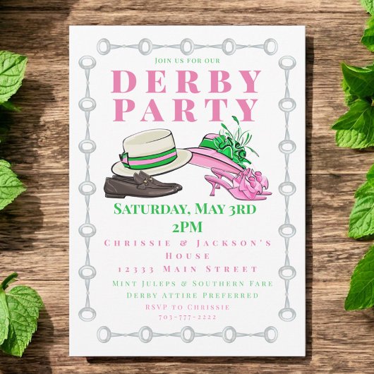 Invitation Derby Party Chaussures Casquette fantaisie