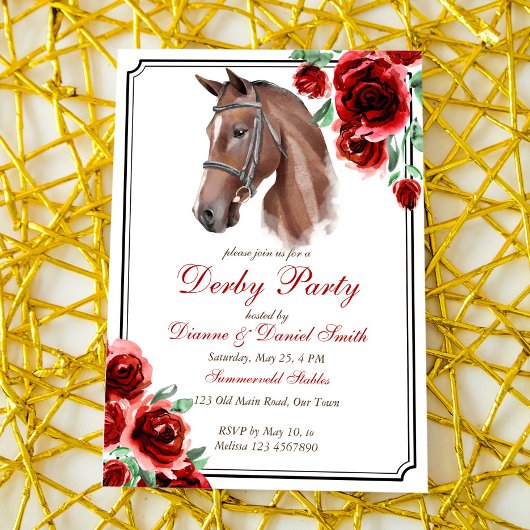 Invitation Derby party, cheval, fête équestre