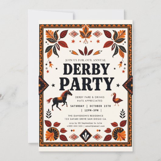 Invitation Derby Party équestre (Devant)