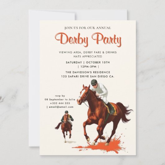 Invitation Derby Party équestre (Devant)