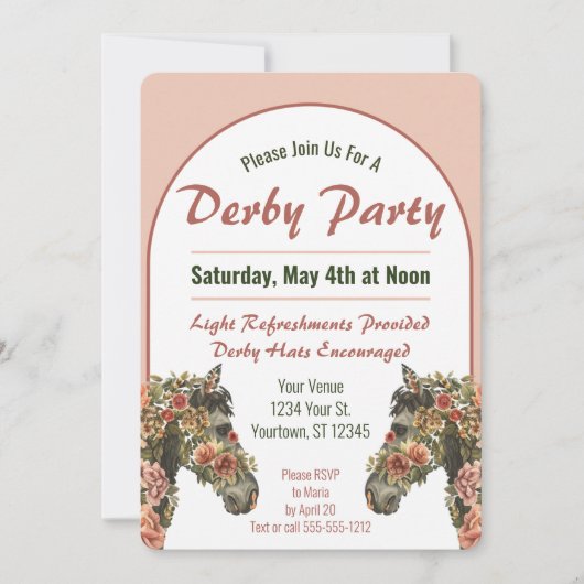 Invitation Derby Party Floral Race Horse Arch (Devant)