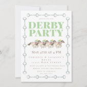 Invitation Derby Party Horses Racing Aquarelle (Devant)