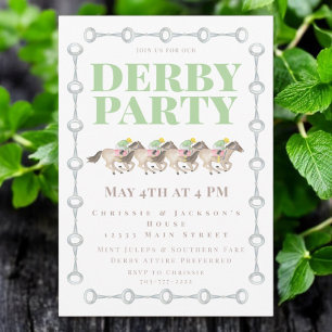 Invitation Derby Party Horses Racing Aquarelle