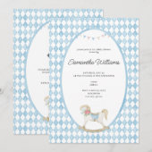 Invitation Derby Race Rocking Horse Baby shower d'aquarelle (Devant / Derrière)
