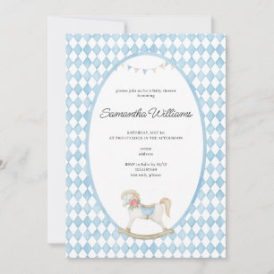 Invitation Derby Race Rocking Horse Baby shower d'aquarelle