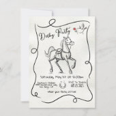 Invitation Derby Racehorse Modern Doodle party (Devant)