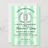 Invitation Derby Wedding shower Mint Cabana Stripes Horseshoe (Devant)