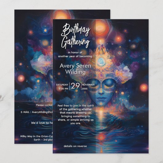 Invitation Dérive Céleste | Conception Visionnaire (Devant / Derrière)