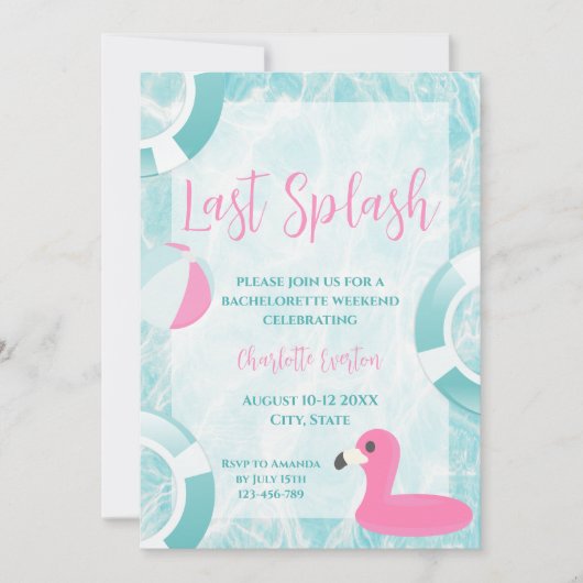 Invitation Dernier Bachelorette Splash Point (Devant)
