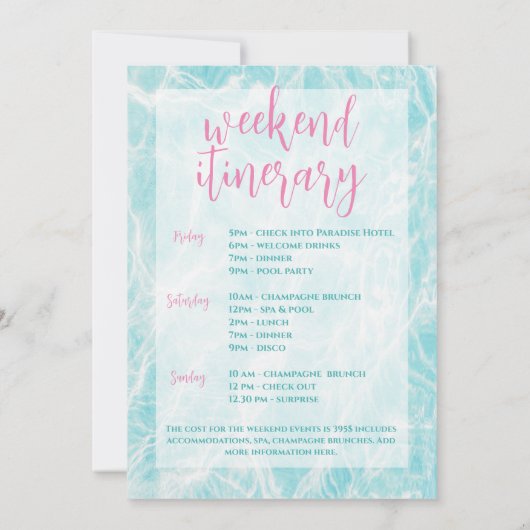 Invitation Dernier Bachelorette Splash Point (Dos)