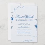 Invitation Dernier bain bleu marine Hen Fête de Bachelorette (Devant)