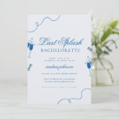 Invitation Dernier bain bleu marine Hen Fête de célibat (Debout devant)