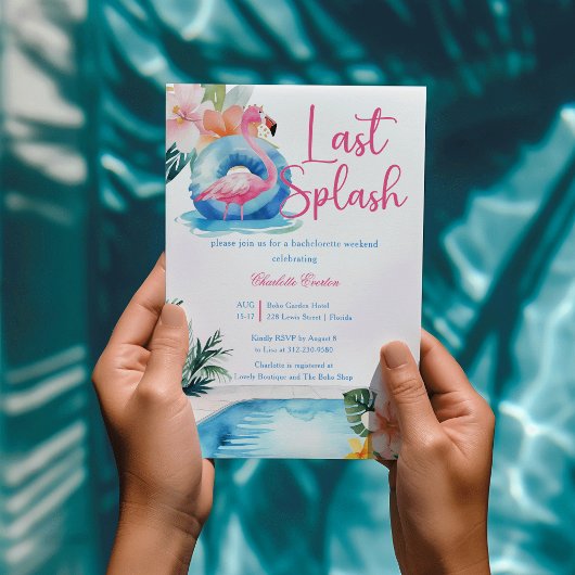 Invitation Dernier bain flamant rose week-end enterrement de