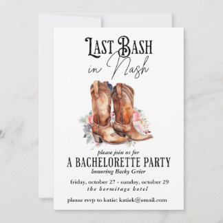 Invitation Dernier Bash à Nash Bachelorette Party Floral