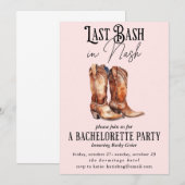 Invitation Dernier Bash à Nash Pink Cowgirl Bachelorette Part (Devant / Derrière)