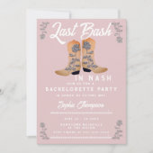 Invitation Dernier Bash Nash Cowgirl Bottes Rose Bachelorette (Devant)