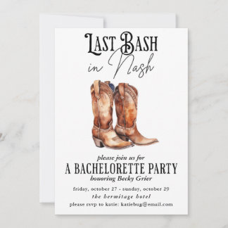 Invitation Dernier Bassin à Nash Bachelorette Party Weste
