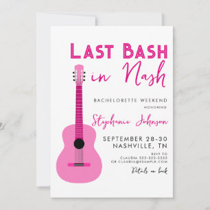 Invitation Dernier Bassin de Guitare Rose à Nash Bachelorette