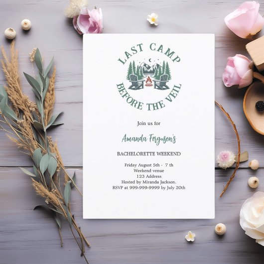 Invitation Dernier camp avant le week-end de la bachelorette 
