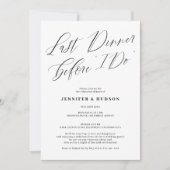 Invitation Dernier dîner noir blanc mariage (Devant)