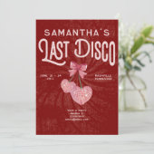 Invitation Dernier Disco Ball Coquette Cherry Red Bachelorett (Debout devant)