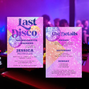 Invitation Dernier disco rétro 70 bachelorette week-end