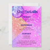 Invitation Dernier disco rétro 70 bachelorette week-end (Dos)