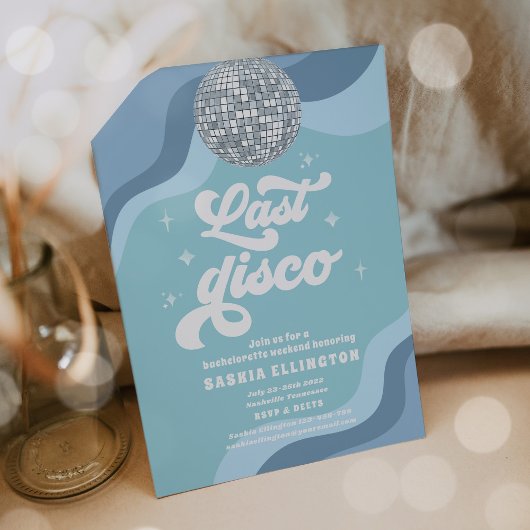 Invitation Dernier Disco Retro 70 Bachelorette Week-end Itiné