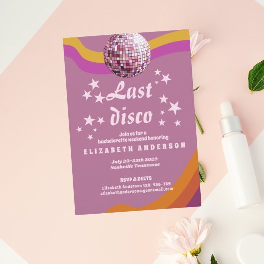 Invitation Dernier Disco Rétro 70s Week-end d'Enterrement de