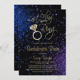 Invitation Dernier Fling avant la bague bleu-violet