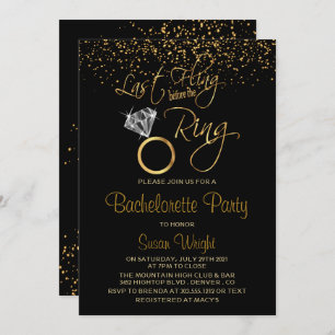 Invitation Dernier Fling avant la ceinture Bachelorette - Or