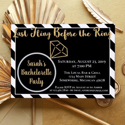 Invitation Dernier Fling avant l'anneau, Diamond Bachelorette