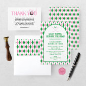 Invitation Dernier Golf Bachelorette Rose Vert