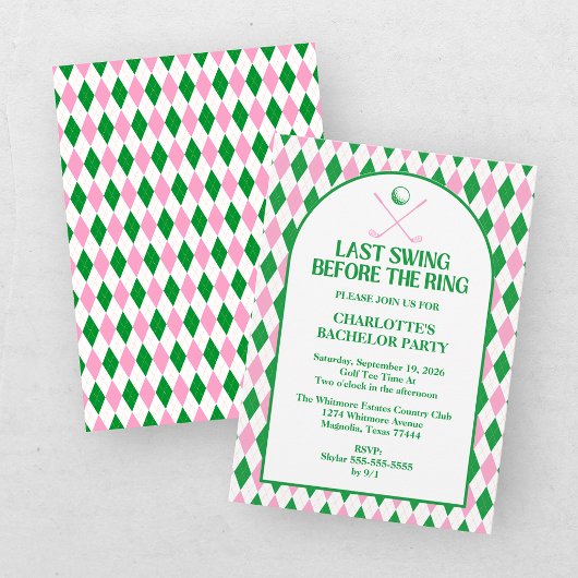 Invitation Dernier Golf Bachelorette Rose Vert