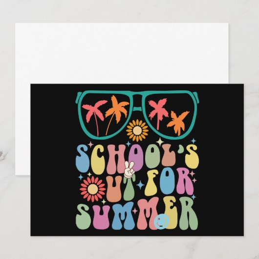 Invitation Dernier Jour D'École Groovy Les Cours Sont Finis P (Devant / Derrière)