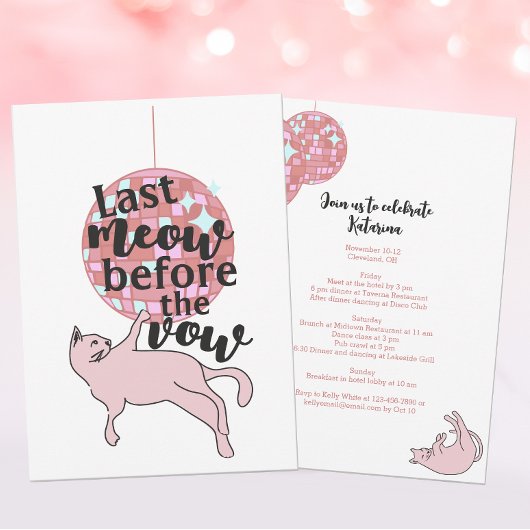 Invitation Dernier Meow Avant Le Vow Cat Bachelorette
